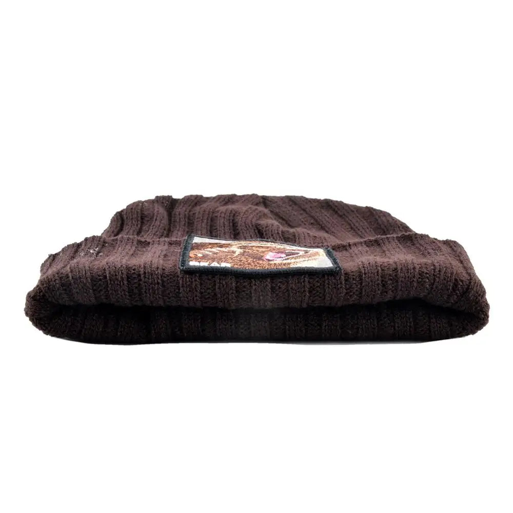 Embroidered Bear Knit Beanie – Stylish Winter Streetwear Hat for Men & Women