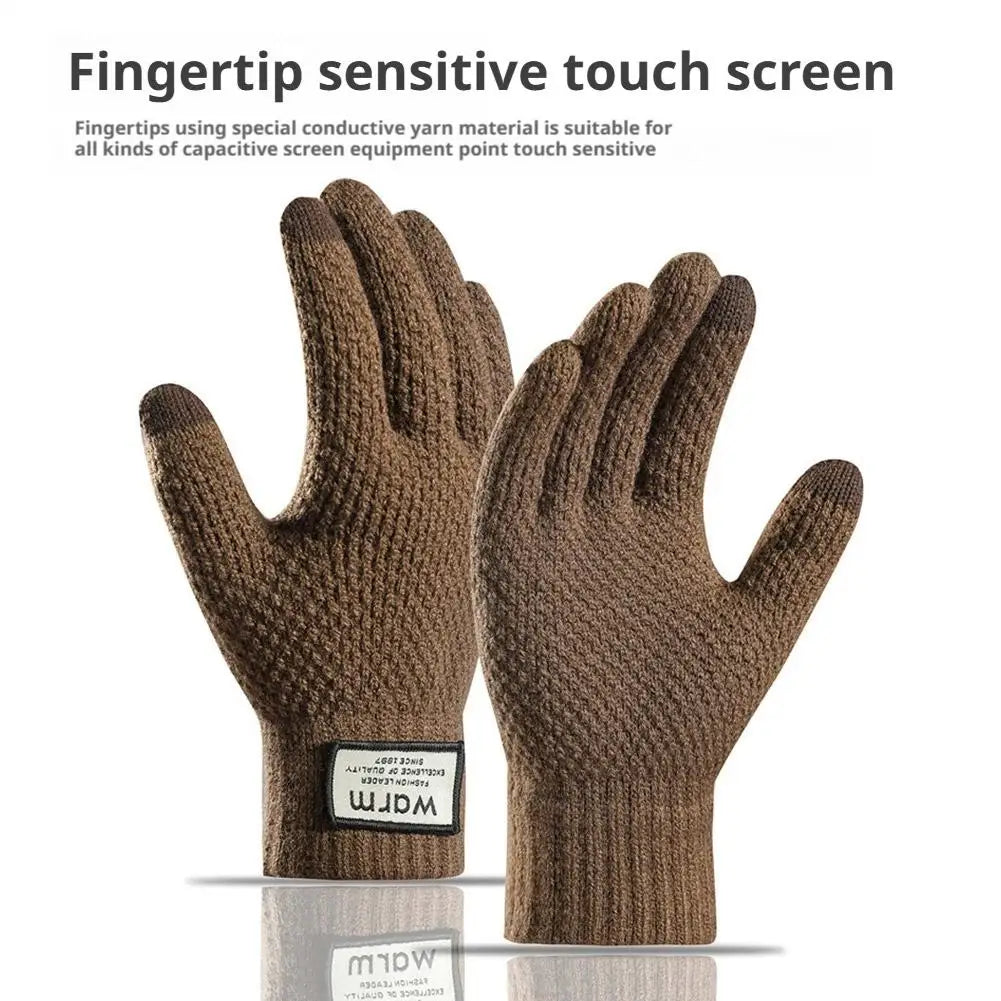 Premium Alpaca Wool Touchscreen Gloves – Thick Warm Winter Gloves for Men