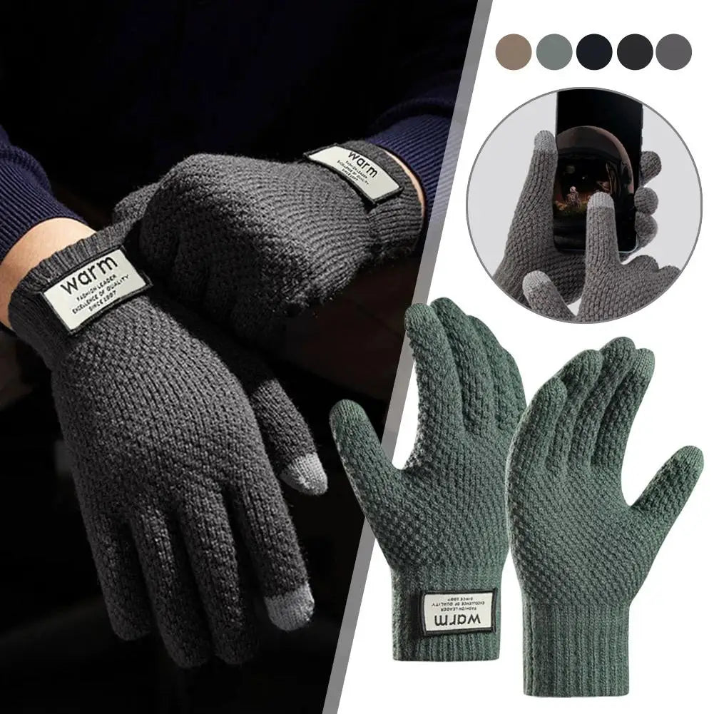 Premium Alpaca Wool Touchscreen Gloves – Thick Warm Winter Gloves for Men
