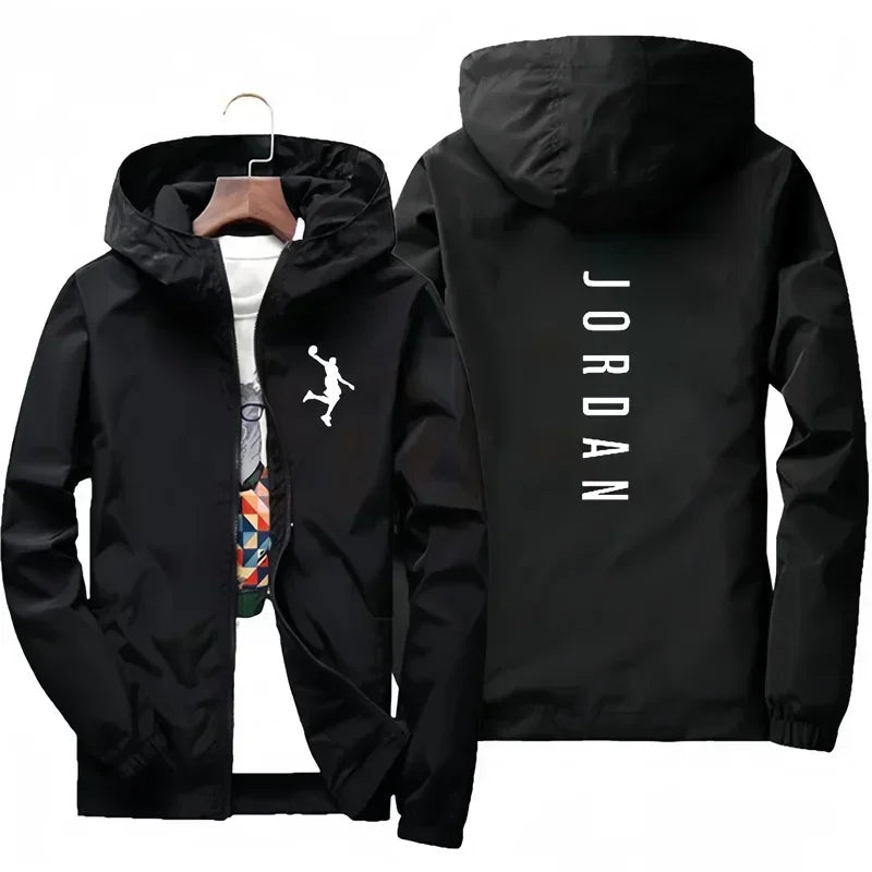 New JORDAN fashionable casual hooded jacket for autumn and winter, windproof, waterproof and outdoor fishing with zipper