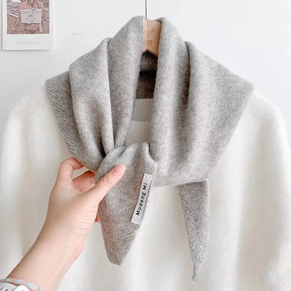 Soft Wool Knitted Knitted Scarf Multi-functional Warm Women Headscarf Triangular Scarf Winter