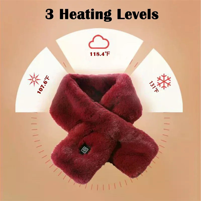 Electric Heated Winter Scarf – 3-Level Temperature Control & Washable Design