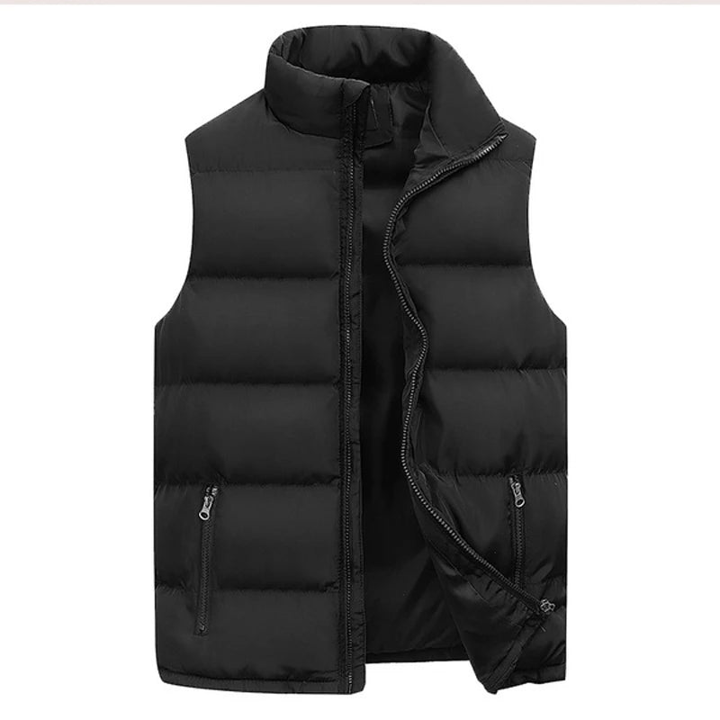 Mens Vest Jacket Warm Sleeveless Jackets Winter Waterproof Zipper Coat Autumn Stand-up Collar Casual Waistcoat Brand Clothing