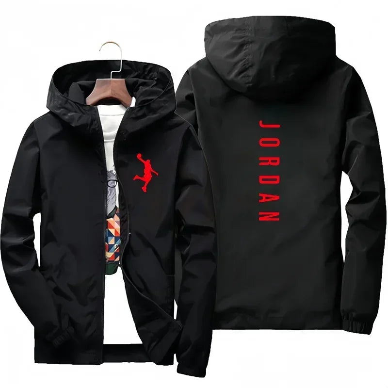 New JORDAN fashionable casual hooded jacket for autumn and winter, windproof, waterproof and outdoor fishing with zipper