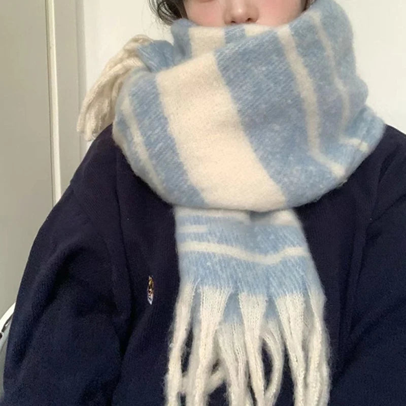 Winter Warm Scarf For Women Fashion Letter Knitted Wool Yarn Neckerchief Muffler Female Shawl Neck Wraps