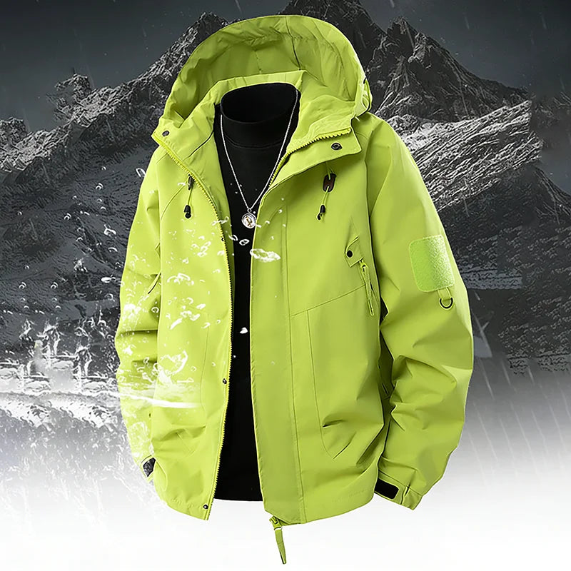 Men's Hooded Jacket Outdoor Windbreaker Windproof Waterproof Spring Autumn Mountain Skiing Hiking Camping Multiple Pocket Jacket