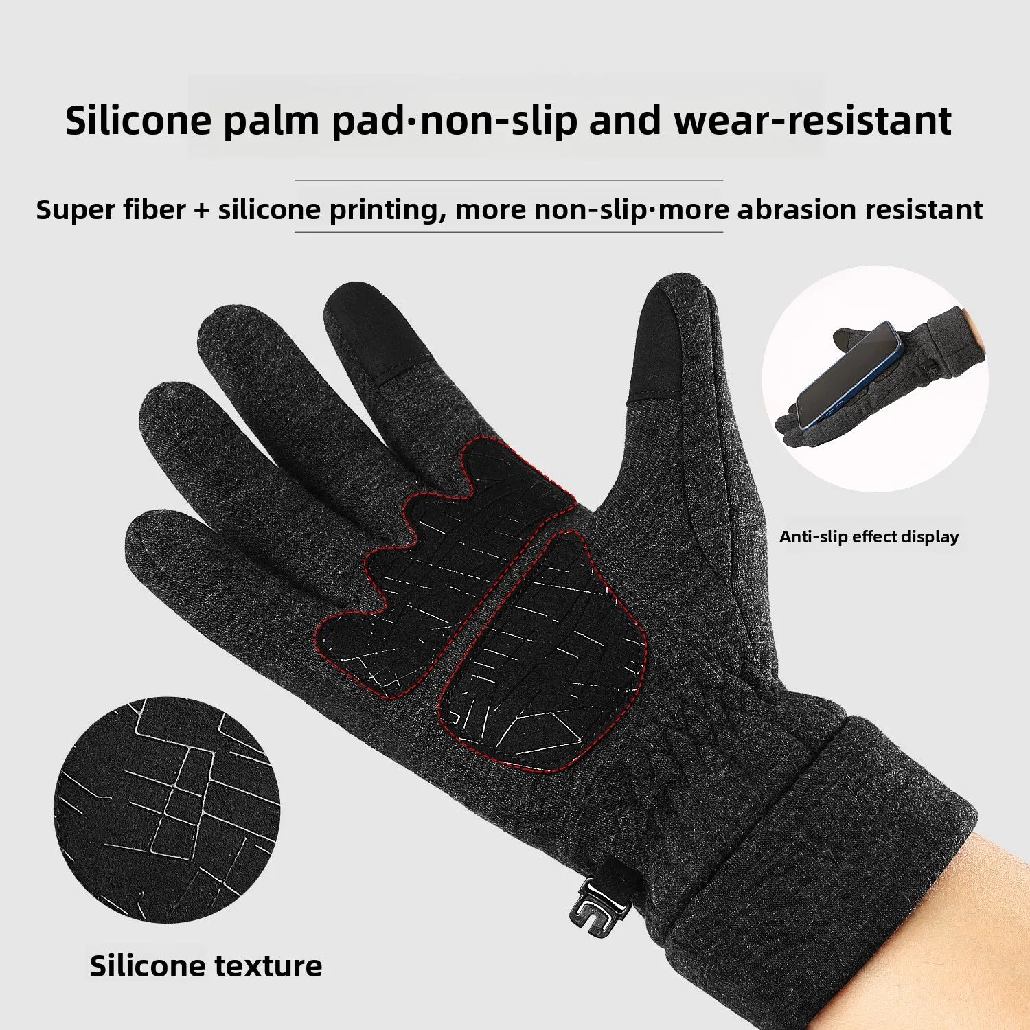 Winter warm gloves for men and women for outdoor sports and cycling, windproof and cold-proof, velvet thickened inside