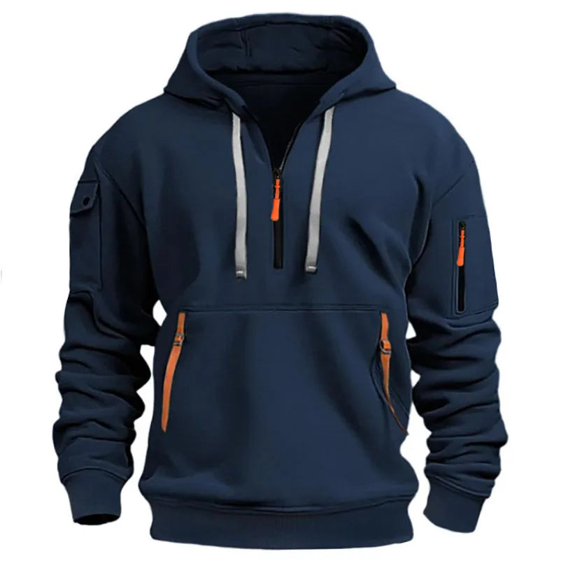Men's jacket windproof jacket, spring and autumn long sleeved hooded jacket, S-4XL casual patchwork zippered cardigan jacket