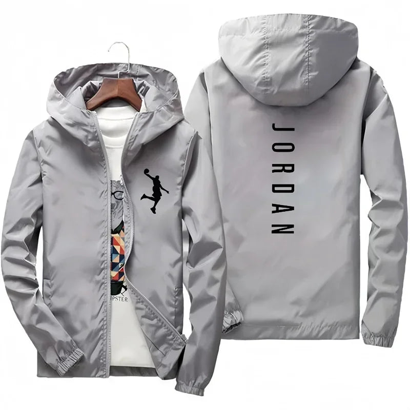 New JORDAN fashionable casual hooded jacket for autumn and winter, windproof, waterproof and outdoor fishing with zipper