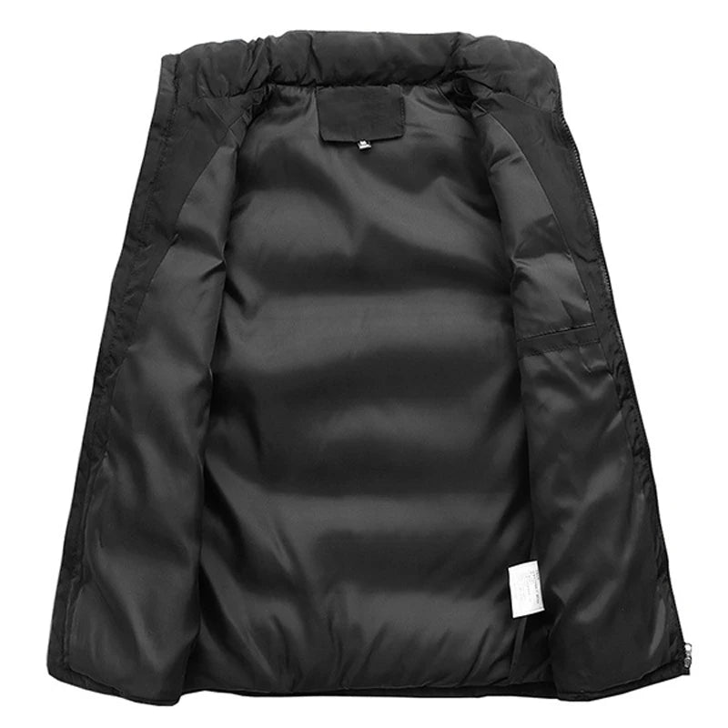 Mens Vest Jacket Warm Sleeveless Jackets Winter Waterproof Zipper Coat Autumn Stand-up Collar Casual Waistcoat Brand Clothing