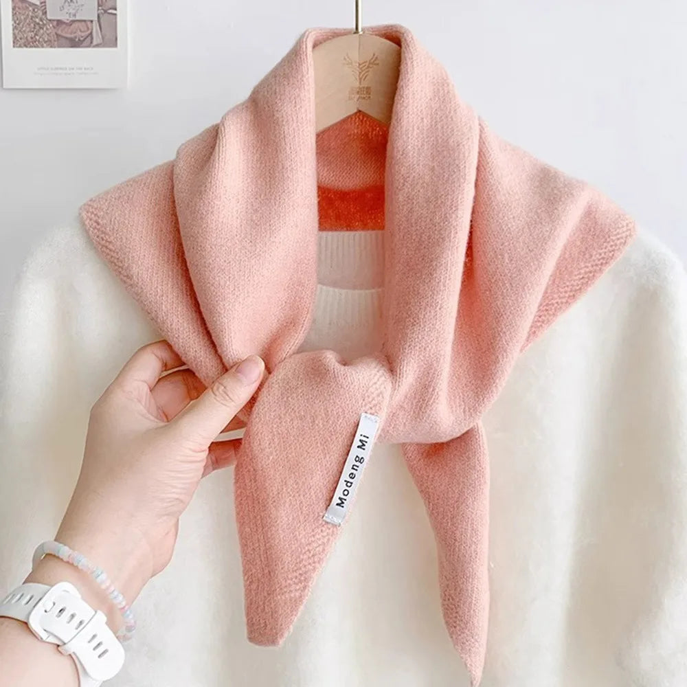 Soft Wool Knitted Knitted Scarf Multi-functional Warm Women Headscarf Triangular Scarf Winter