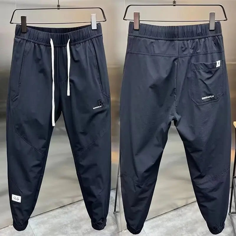 Men’s Ice Silk Jogger Pants – Lightweight Cropped Trousers for Gym