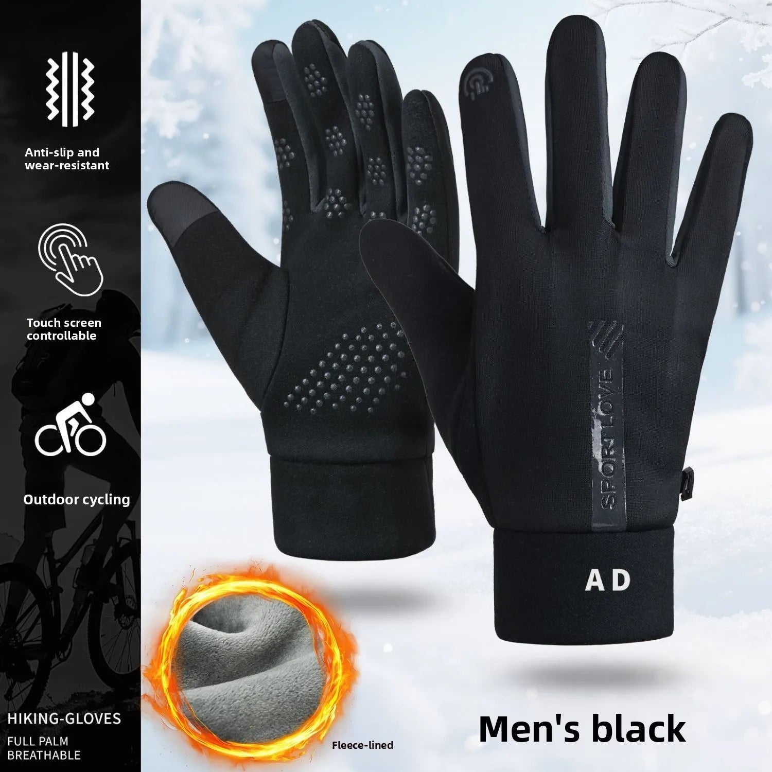 Winter Warm Gloves for Men Women Windproof Thermal Waterproof Anti-Slip Touchscreen Riding Couple