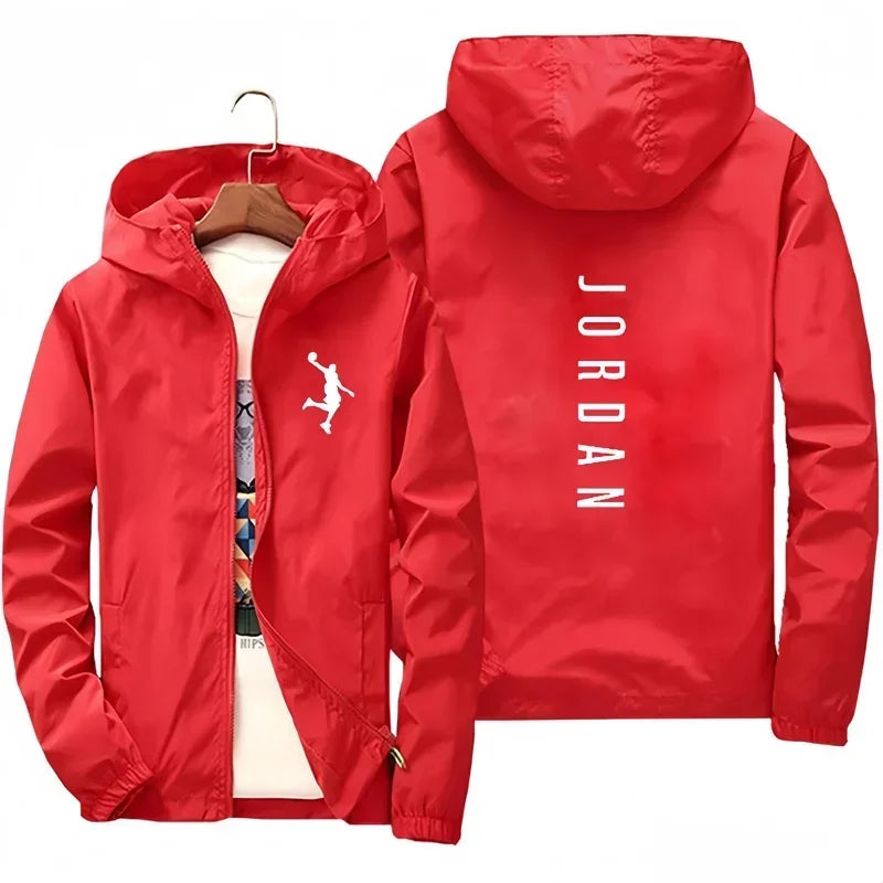 New JORDAN fashionable casual hooded jacket for autumn and winter, windproof, waterproof and outdoor fishing with zipper