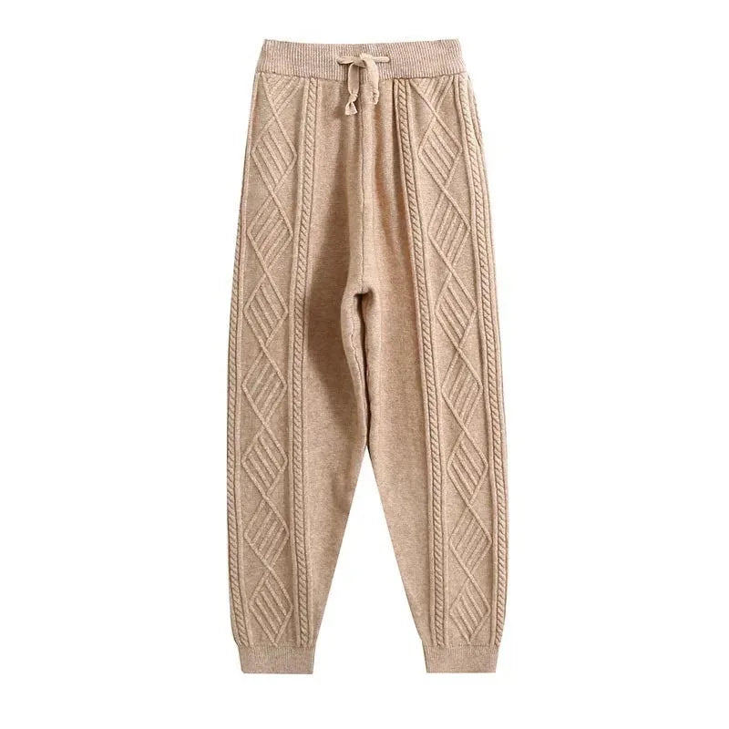 Men's Sweater Knitted Pants Solid Color Casual Pants Autumn Winter Warm  Knitted Slim Fit Pants for Male Long Pant