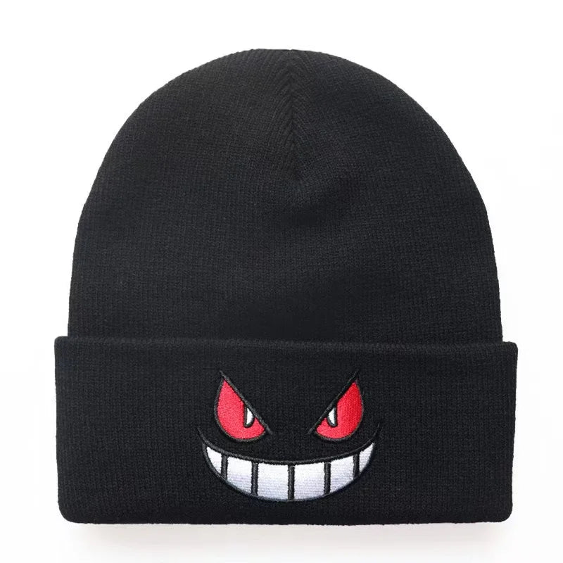 Gengar Embroidered Knit Beanie – Anime Streetwear Winter Hat