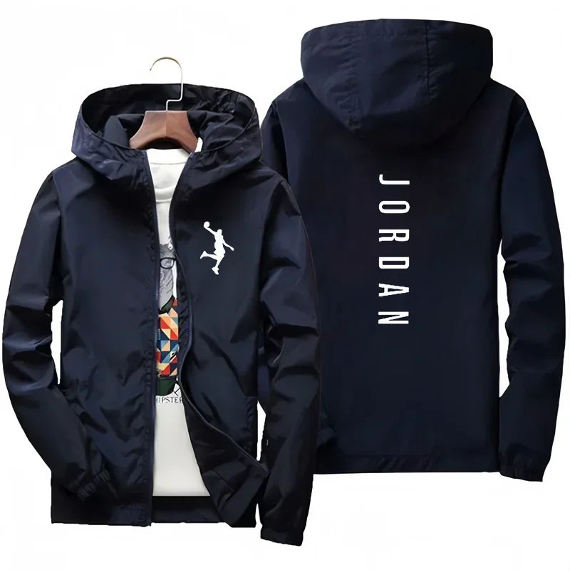 New JORDAN fashionable casual hooded jacket for autumn and winter, windproof, waterproof and outdoor fishing with zipper