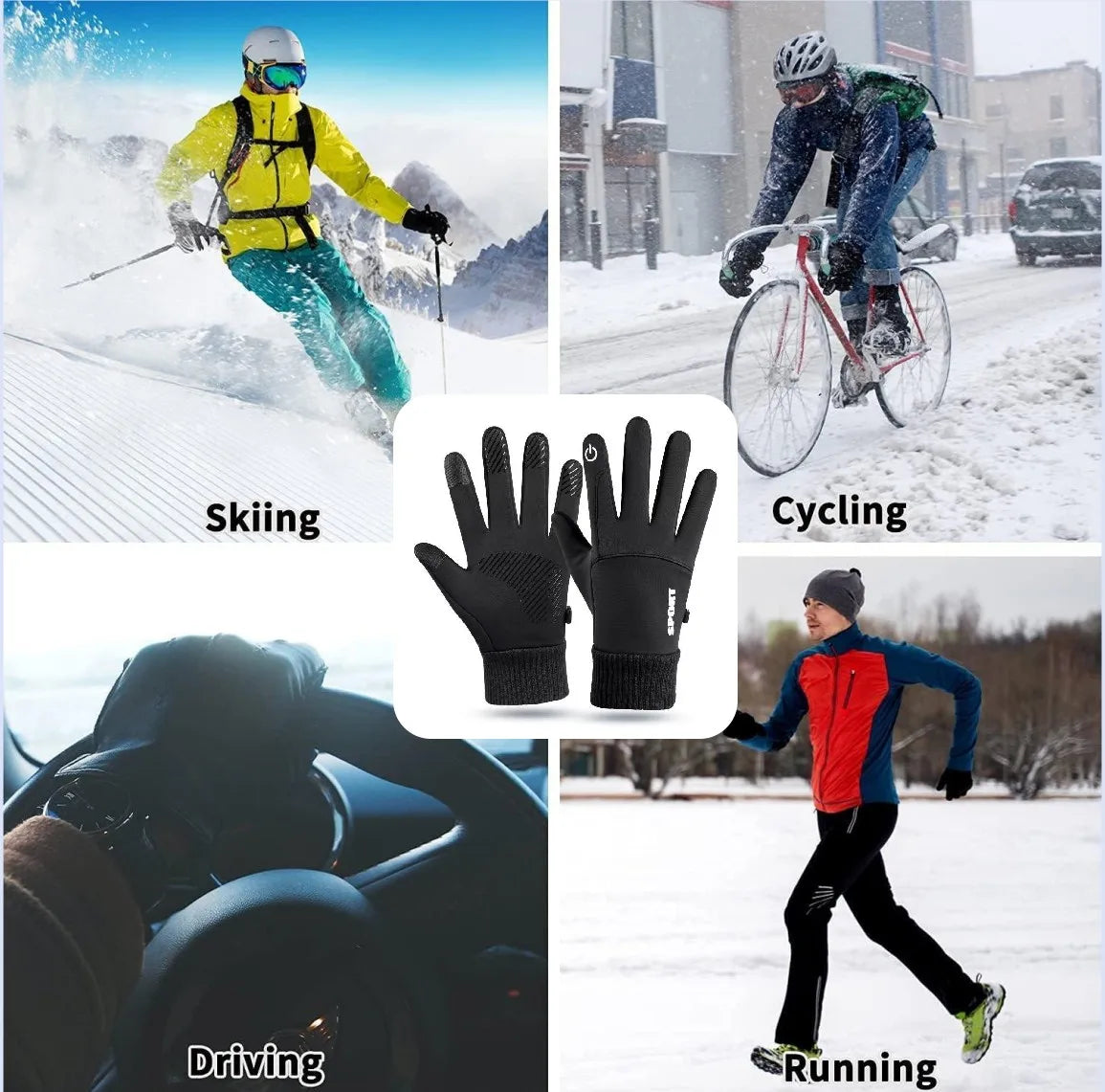Winter Touchscreen Gloves – Windproof Thermal Gloves for Driving & Skiing