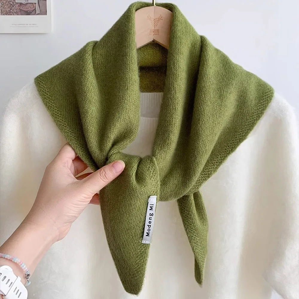 Soft Wool Knitted Knitted Scarf Multi-functional Warm Women Headscarf Triangular Scarf Winter