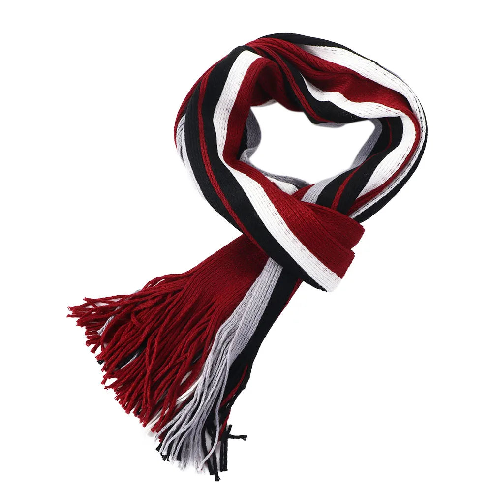 Men’s Knit Winter Scarf – Warm Striped Tassel Shawl for Cold Weather