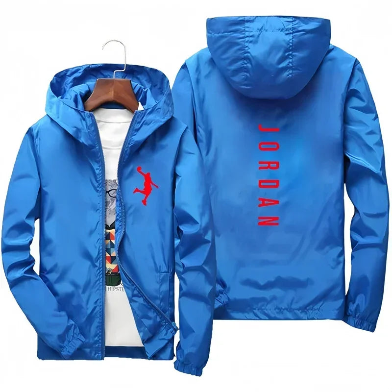 New JORDAN fashionable casual hooded jacket for autumn and winter, windproof, waterproof and outdoor fishing with zipper