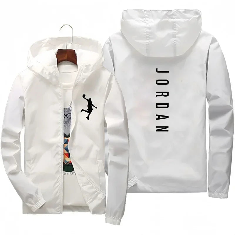 New JORDAN fashionable casual hooded jacket for autumn and winter, windproof, waterproof and outdoor fishing with zipper