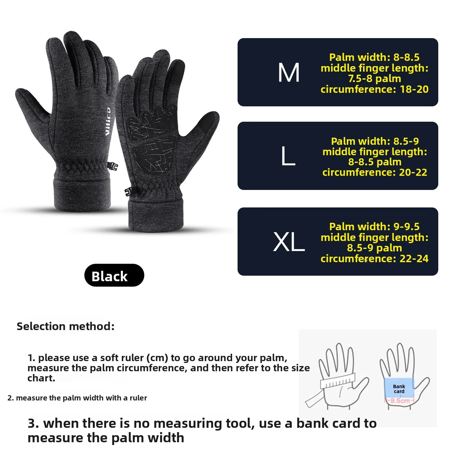 Winter warm gloves for men and women for outdoor sports and cycling, windproof and cold-proof, velvet thickened inside