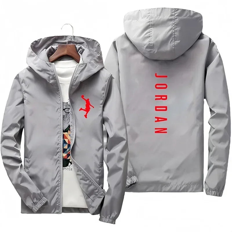 New JORDAN fashionable casual hooded jacket for autumn and winter, windproof, waterproof and outdoor fishing with zipper