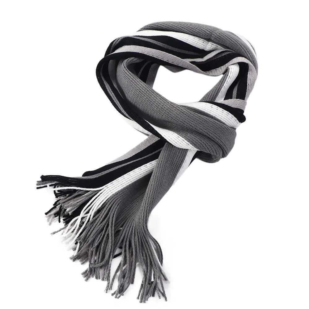 Men’s Knit Winter Scarf – Warm Striped Tassel Shawl for Cold Weather