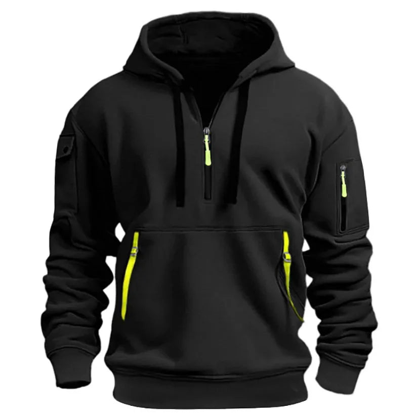 Men's jacket windproof jacket, spring and autumn long sleeved hooded jacket, S-4XL casual patchwork zippered cardigan jacket