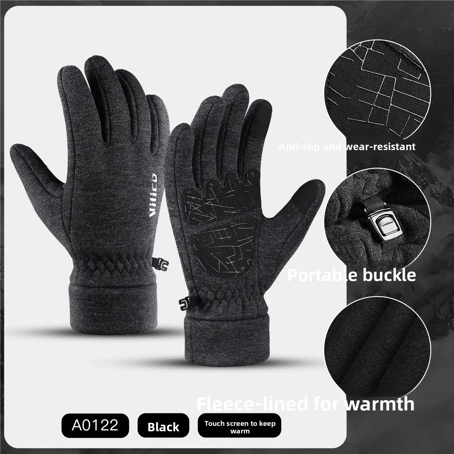 Winter warm gloves for men and women for outdoor sports and cycling, windproof and cold-proof, velvet thickened inside