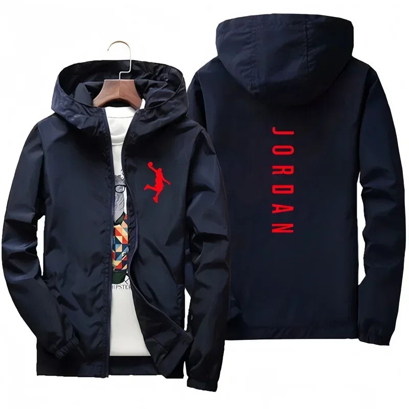 New JORDAN fashionable casual hooded jacket for autumn and winter, windproof, waterproof and outdoor fishing with zipper