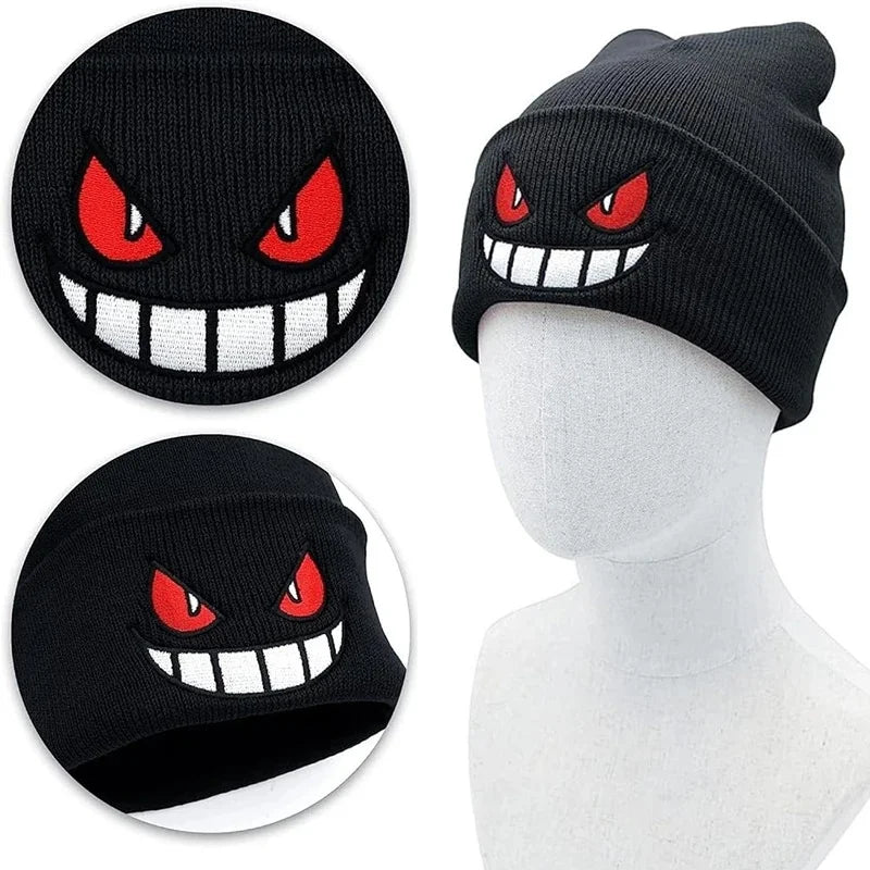 Gengar Embroidered Knit Beanie – Anime Streetwear Winter Hat