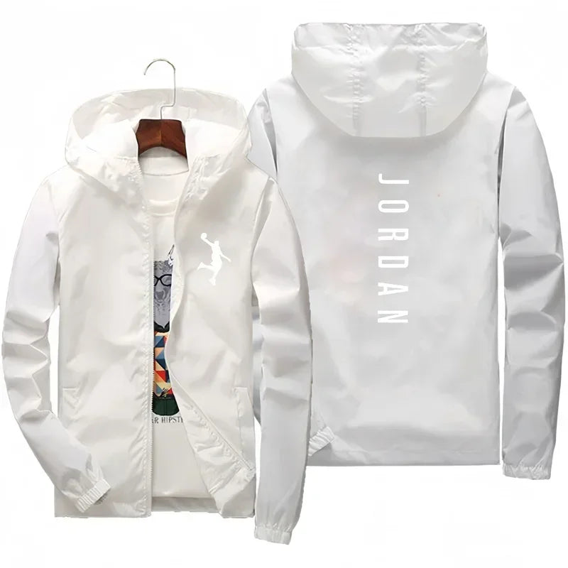 New JORDAN fashionable casual hooded jacket for autumn and winter, windproof, waterproof and outdoor fishing with zipper