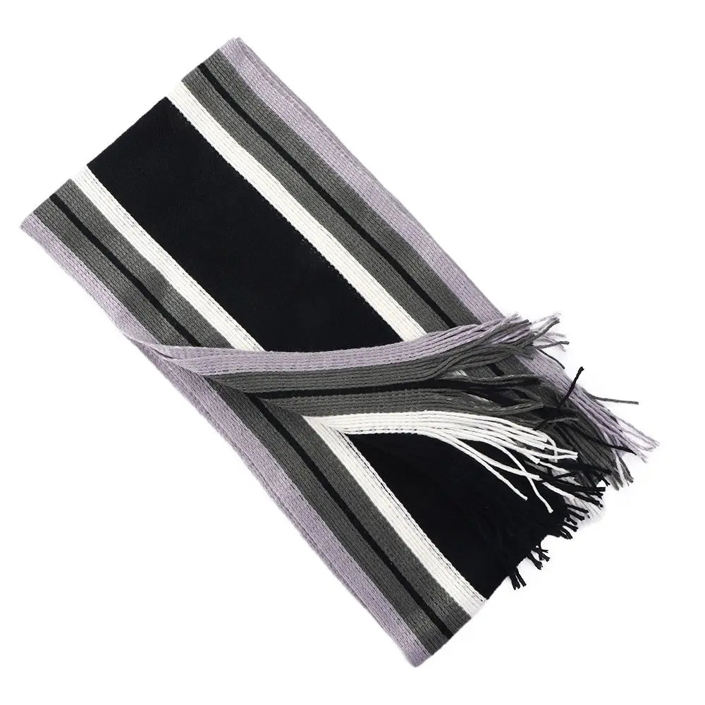 Men’s Knit Winter Scarf – Warm Striped Tassel Shawl for Cold Weather
