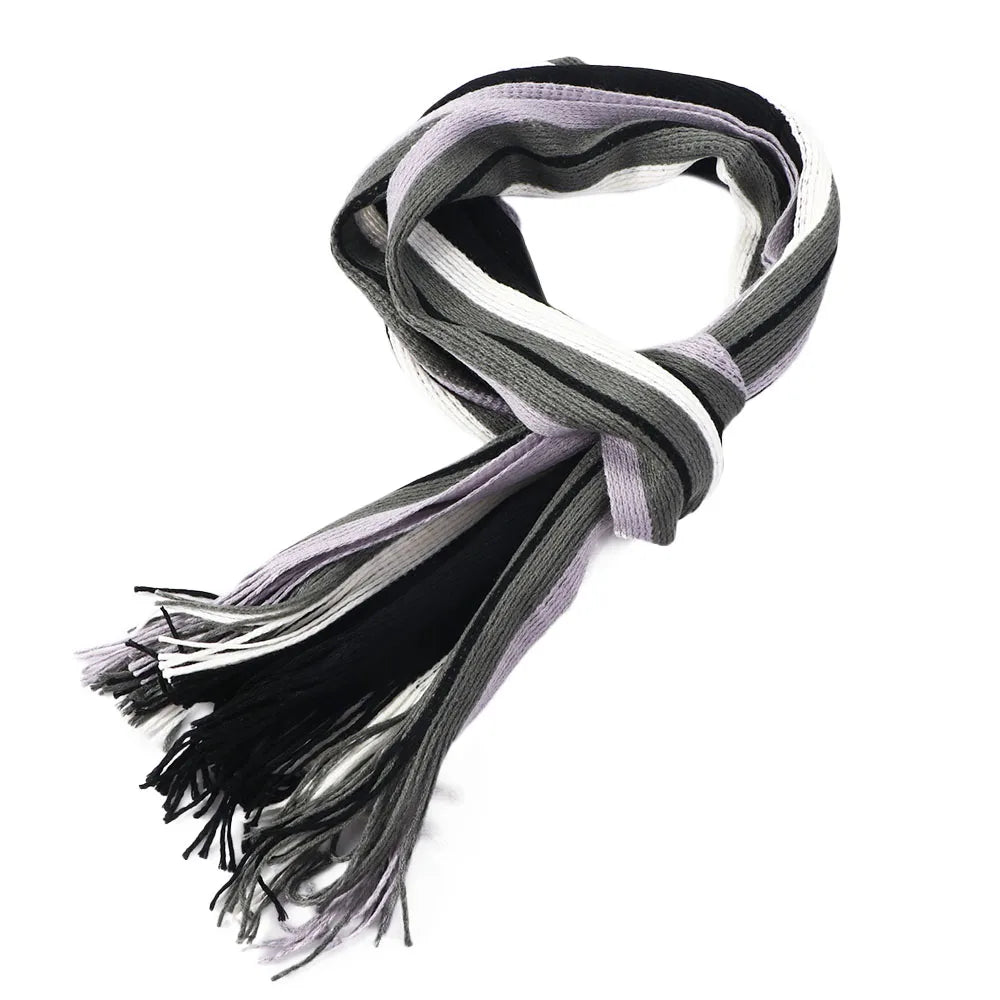 Men’s Knit Winter Scarf – Warm Striped Tassel Shawl for Cold Weather