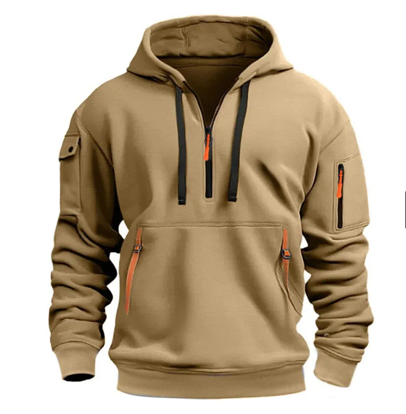 Men's jacket windproof jacket, spring and autumn long sleeved hooded jacket, S-4XL casual patchwork zippered cardigan jacket