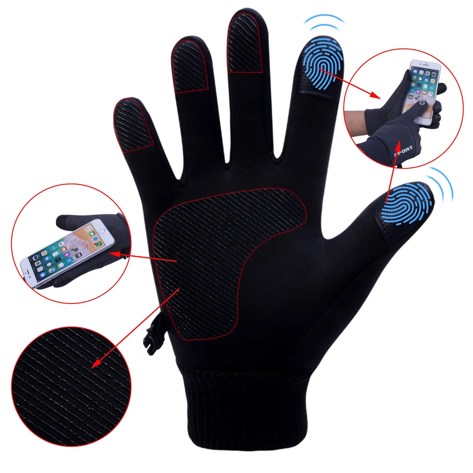 Winter Touchscreen Gloves – Windproof Thermal Gloves for Driving & Skiing
