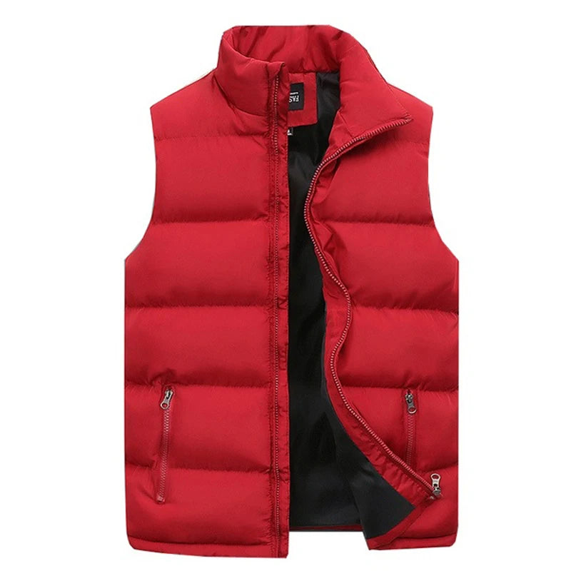 Mens Vest Jacket Warm Sleeveless Jackets Winter Waterproof Zipper Coat Autumn Stand-up Collar Casual Waistcoat Brand Clothing