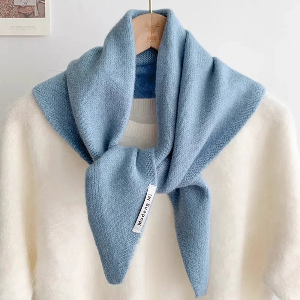 Soft Wool Knitted Knitted Scarf Multi-functional Warm Women Headscarf Triangular Scarf Winter