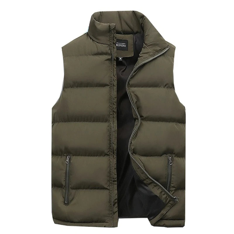 Mens Vest Jacket Warm Sleeveless Jackets Winter Waterproof Zipper Coat Autumn Stand-up Collar Casual Waistcoat Brand Clothing