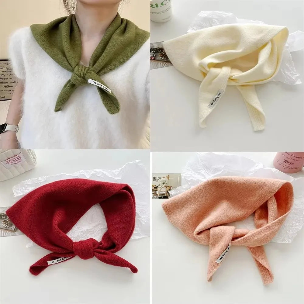 Soft Wool Knitted Knitted Scarf Multi-functional Warm Women Headscarf Triangular Scarf Winter