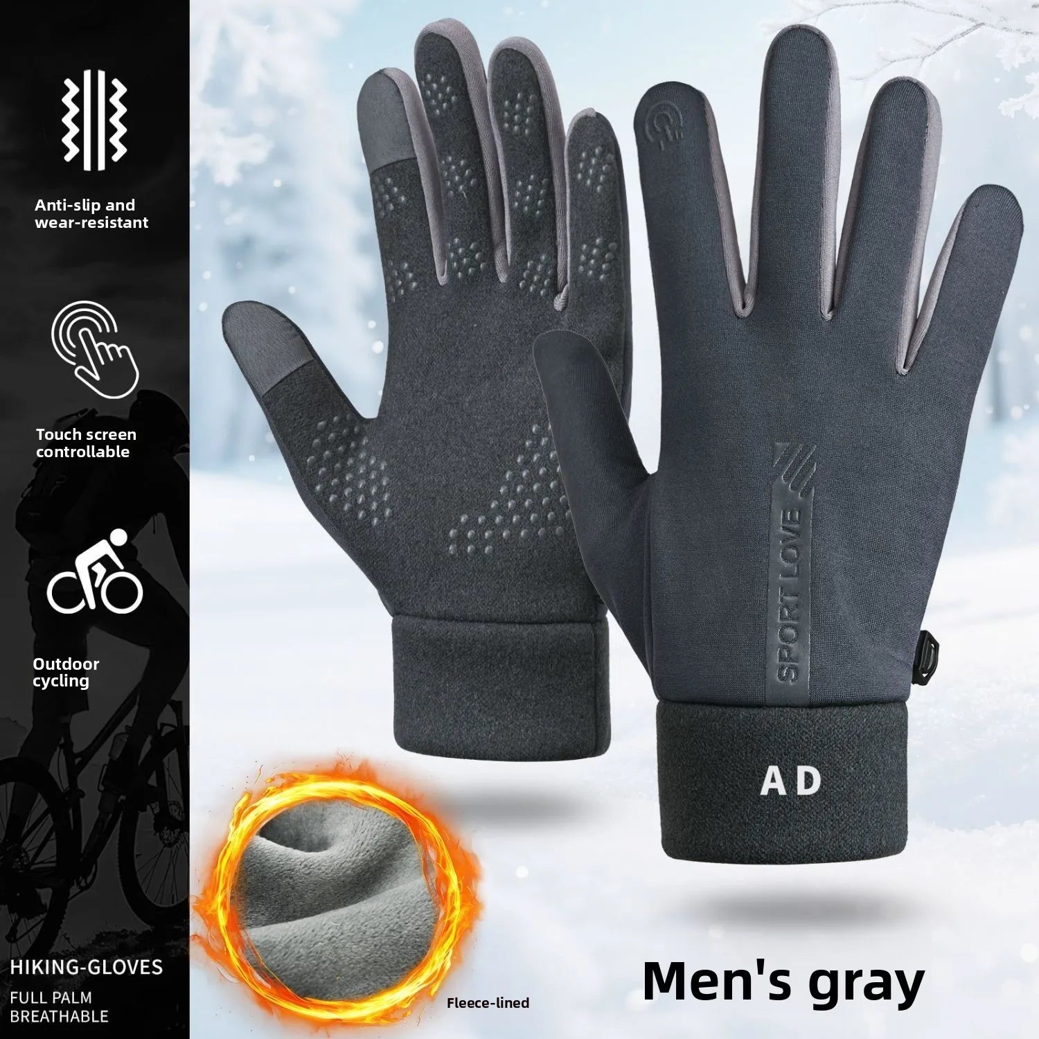 Winter Warm Gloves for Men Women Windproof Thermal Waterproof Anti-Slip Touchscreen Riding Couple