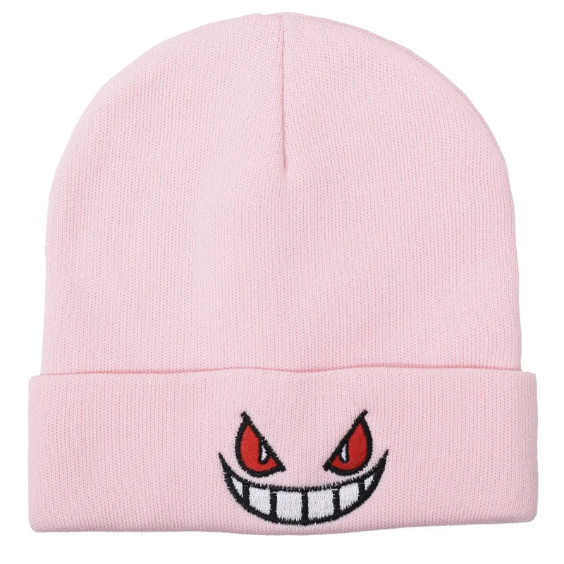 Gengar Embroidered Knit Beanie – Anime Streetwear Winter Hat