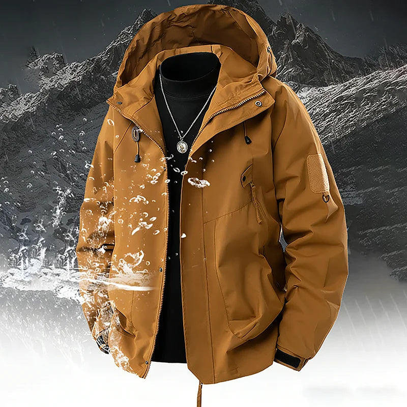 Men's Hooded Jacket Outdoor Windbreaker Windproof Waterproof Spring Autumn Mountain Skiing Hiking Camping Multiple Pocket Jacket