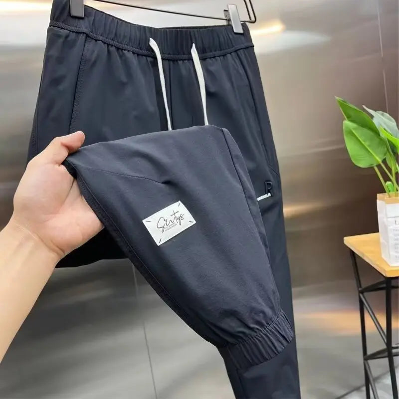 Men’s Ice Silk Jogger Pants – Lightweight Cropped Trousers for Gym