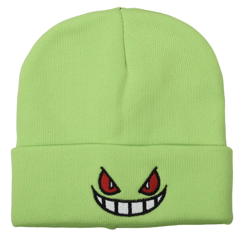 Gengar Embroidered Knit Beanie – Anime Streetwear Winter Hat