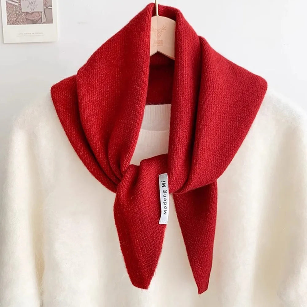 Soft Wool Knitted Knitted Scarf Multi-functional Warm Women Headscarf Triangular Scarf Winter