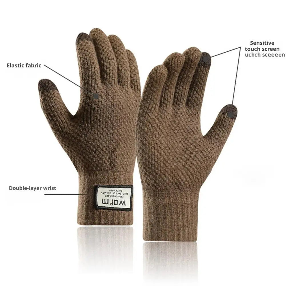 Premium Alpaca Wool Touchscreen Gloves – Thick Warm Winter Gloves for Men