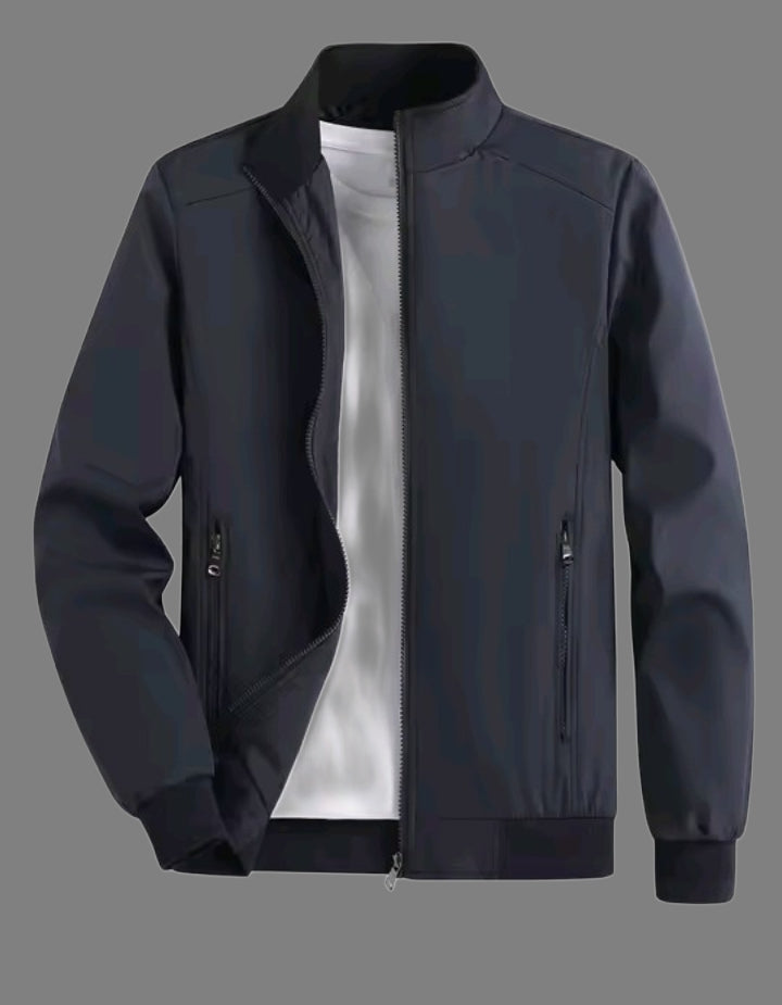 Men’s Lightweight Casual Jacket – Stand Collar Outdoor Sport Zip-Up Coat for Spring & Autumn